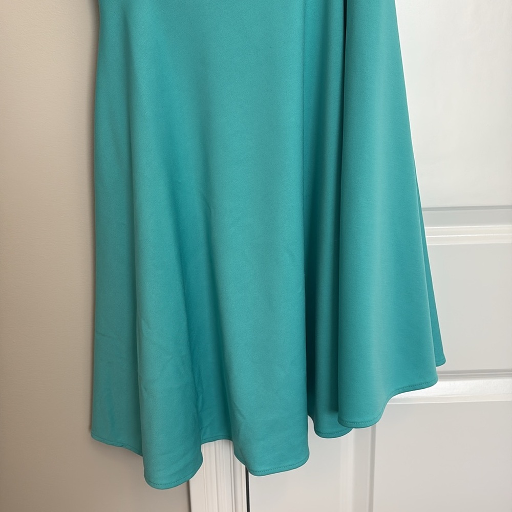 Teal one shoulder cocktail dress size m with pockets - Picture 5 of 8